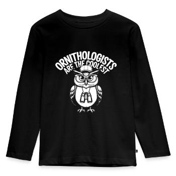 Ornithologists are the coolest funny owl - Kids' Premium Longsleeve Shirt - black - Front - AI Model Kid Male (0cm)