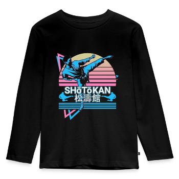 Shotokan Karaté Arts Martiaux Japonais Rétro - T-shirt manches longues Premium Enfant - noir - Devant - AI Model Kid Male (0cm)