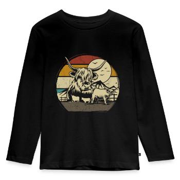 Highlander écossais Highland Cattle Highland - T-shirt manches longues Premium Enfant - noir - Devant - AI Model Kid Male (0cm)