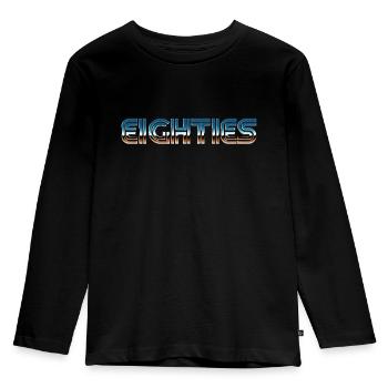 Achtziger - Kinder Premium Bio Langarmshirt - Schwarz - Vorne - AI Model Kid Male (0cm)