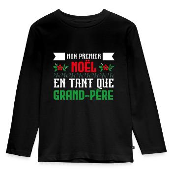 Premier noël en tant que grand-père - T-shirt manches longues Premium Enfant - noir - Devant - AI Model Kid Male (0cm)