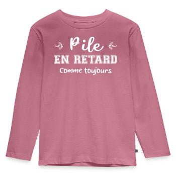 Pile en retard cadeau - T-shirt manches longues Premium Enfant - mauve - Devant - AI Model Kid Female (0cm)
