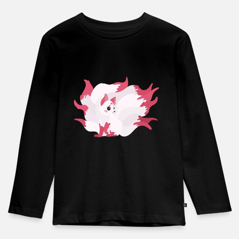 Kitsune - Kinder Premium Bio Langarmshirt - Schwarz