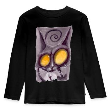 Serial Cat - Kids' Premium Longsleeve Shirt - black - Front - AI Model Kid Male (0cm)