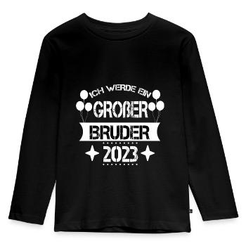 Großer Bruder 2023 Party, Ich werde großer Bruder - Kinder Premium Bio Langarmshirt - Schwarz - Vorne - AI Model Kid Male (0cm)