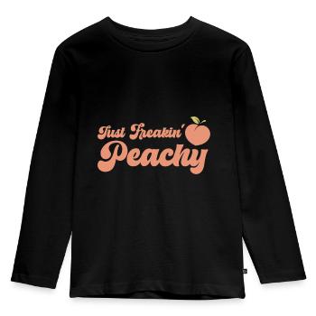 juste pêche - peach fruit dicton - T-shirt manches longues Premium Enfant - noir - Devant - AI Model Kid Male (0cm)