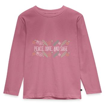 Peace Love And Sage Smudge Sticks Healing Burning - Kinder Premium Bio Langarmshirt - Mauve - Vorne - AI Model Kid Female (0cm)