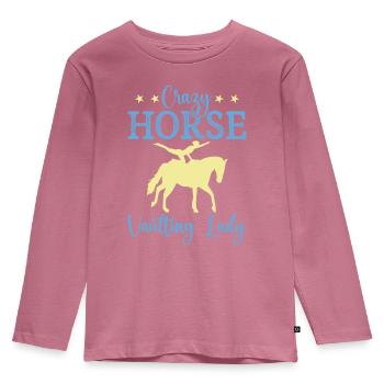 Crazy Horse Vaulting Lady Horse Riding - Kinder Premium Bio Langarmshirt - Mauve - Vorne - AI Model Kid Female (0cm)