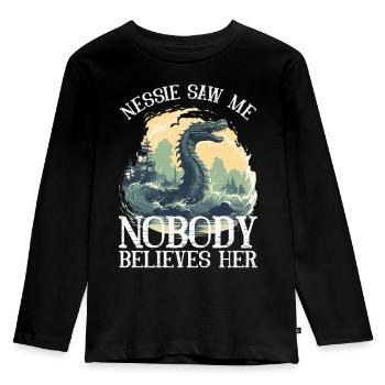 Nessie Loch Ness Monster Monster Scotland - Kids' Premium Longsleeve Shirt - black - Front - AI Model Kid Male (0cm)