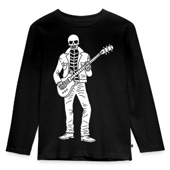Gitarristenskelett (weiß) - Kinder Premium Bio Langarmshirt - Schwarz - Vorne - AI Model Kid Male (0cm)