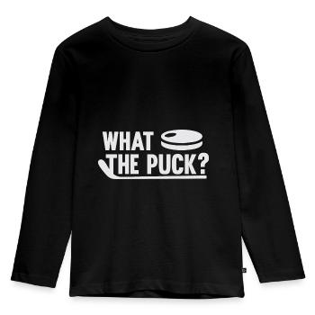 What the Puck? - Kids' Premium Longsleeve Shirt - black - Front - AI Model Kid Male (0cm)