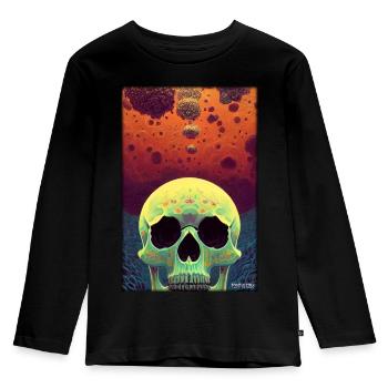 Psy Goa Totenschädel - Kinder Premium Bio Langarmshirt - Schwarz - Vorne - AI Model Kid Male (0cm)