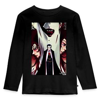 Manga Vampir Dracula Monster Halloween - Kinder Premium Bio Langarmshirt - Schwarz - Vorne - AI Model Kid Male (0cm)