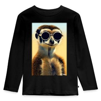 Suricates Zoo Animaux Nature Faune Surikate Zoo - T-shirt manches longues Premium Enfant - noir - Devant - AI Model Kid Male (0cm)