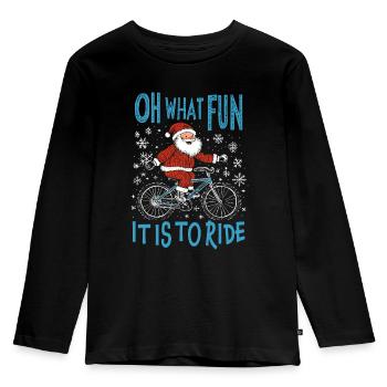 SANTA CLAUS BICYCLE FUNNY CHRISTMAS GIFT - Kids' Premium Longsleeve Shirt - black - Front - AI Model Kid Male (0cm)