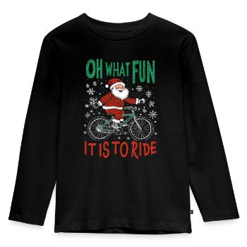 PÈRE NOËL VÉLO DRÔLE CADEAU DE NOËL - T-shirt manches longues Premium Enfant - noir - Devant - AI Model Kid Male (0cm)
