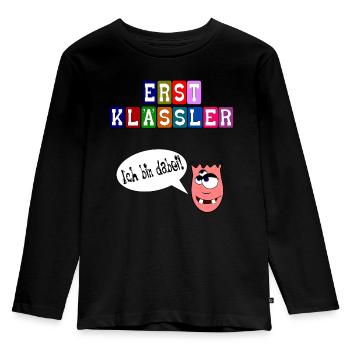 Erstklassler - Ich bin dabei - Schulanfänger - Kinder Premium Bio Langarmshirt - Schwarz - Vorne - AI Model Kid Male (0cm)