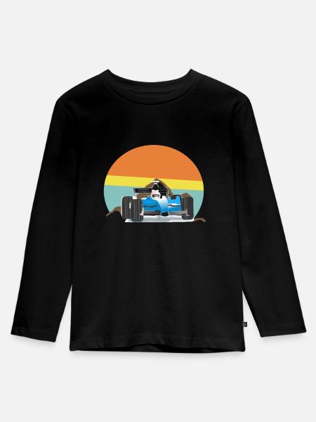 Rennauto am Horizont - Kinder Premium Bio Langarmshirt - Schwarz