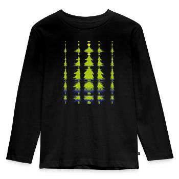 Sapin de Noël coloré Sapin de Noël - T-shirt manches longues Premium Enfant - noir - Devant - AI Model Kid Male (0cm)