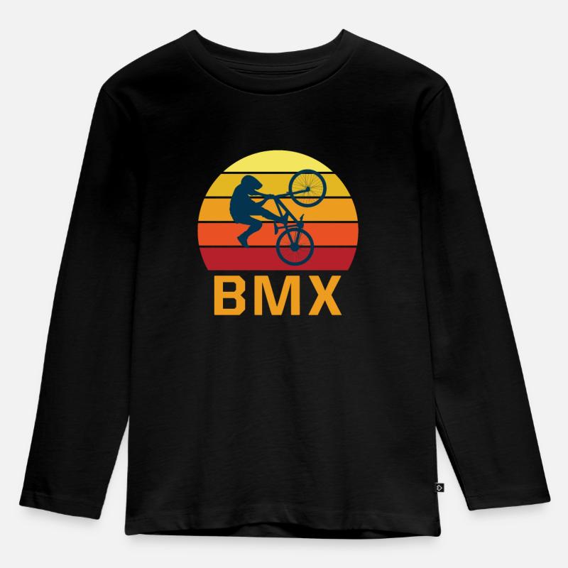 Bmx retro - Kinder Premium Bio Langarmshirt - Schwarz