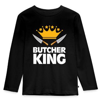 Metzger Fleischer König - Kinder Premium Bio Langarmshirt - Schwarz - Vorne - AI Model Kid Male (0cm)