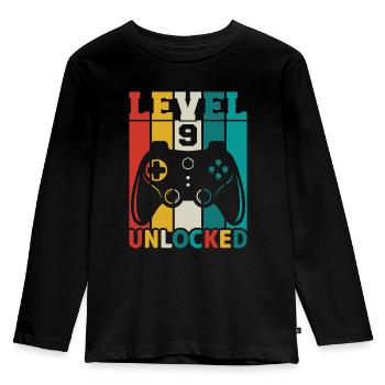 9 Jahre 9. Geburtstag Level freigeschaltet Gaming - Kinder Premium Bio Langarmshirt - Schwarz - Vorne - AI Model Kid Male (0cm)