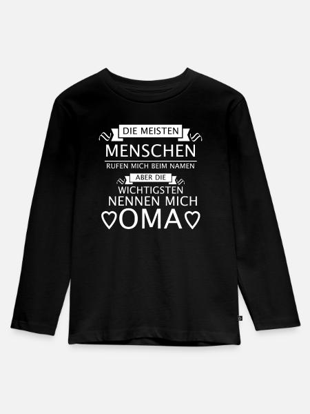 oma - Kinder Premium Bio Langarmshirt - Schwarz