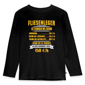 Tiler hourly wage Funny salary - Kids' Premium Longsleeve Shirt - black - Front - AI Model Kid Male (0cm)