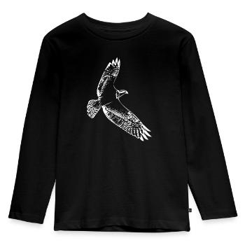 Falke im Flug - Kinder Premium Bio Langarmshirt - Schwarz - Vorne - AI Model Kid Male (0cm)