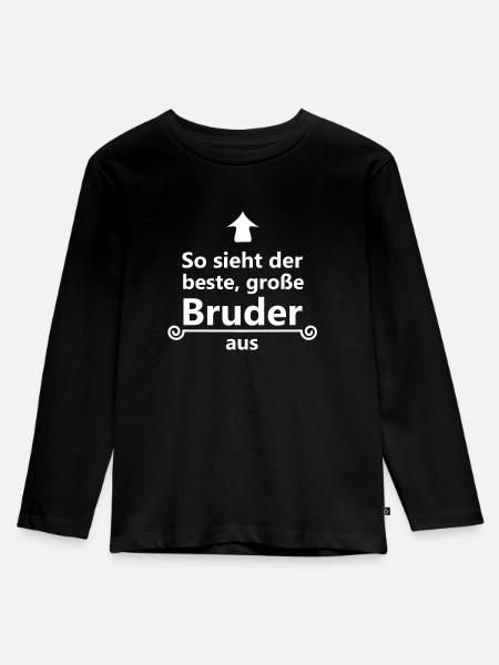 Grosser Bruder - Kinder Premium Bio Langarmshirt - Schwarz