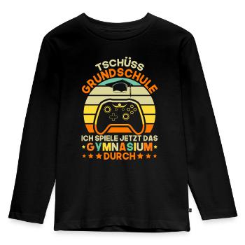 Schulkind Gymnasium Einschulung Geschenk - Kinder Premium Bio Langarmshirt - Schwarz - Vorne - AI Model Kid Male (0cm)