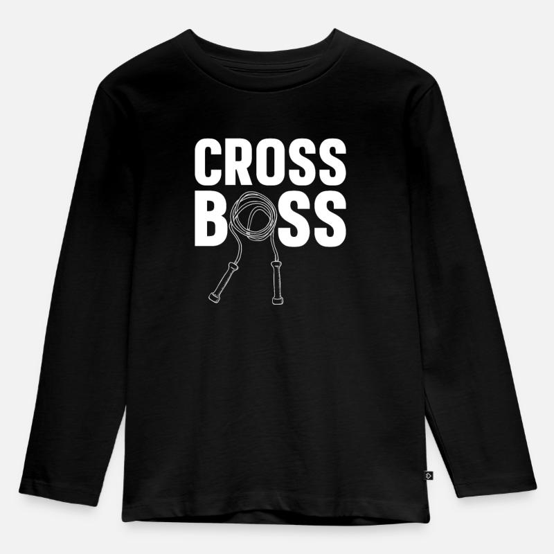 Cross Boss Springseil Springseil Training - Kinder Premium Bio Langarmshirt - Schwarz