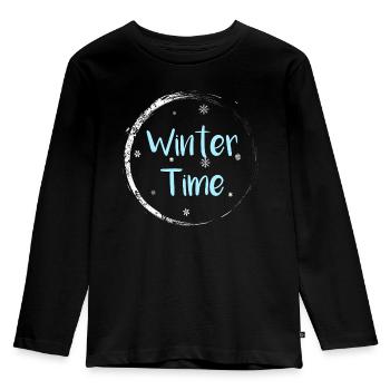 Winter Time - Kinder Premium Bio Langarmshirt - Schwarz - Vorne - AI Model Kid Male (0cm)