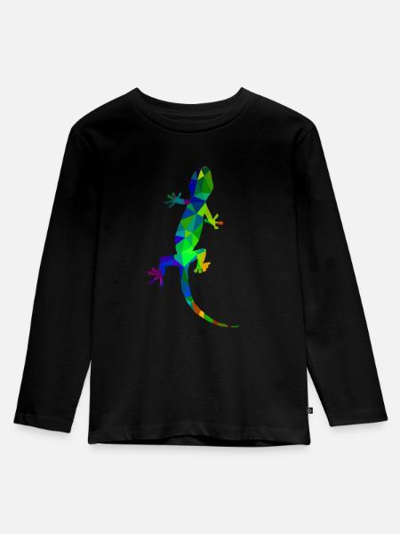 Gecko - Kinder Premium Bio Langarmshirt - Schwarz