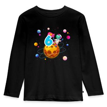 6ème anniversaire Garçons 6 ans Planète Anniversaire - T-shirt manches longues Premium Enfant - noir - Devant - AI Model Kid Male (0cm)