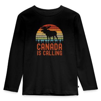 Canada is calling | Vacation Emigration Canada - Kids' Premium Longsleeve Shirt - black - Front - AI Model Kid Male (0cm)