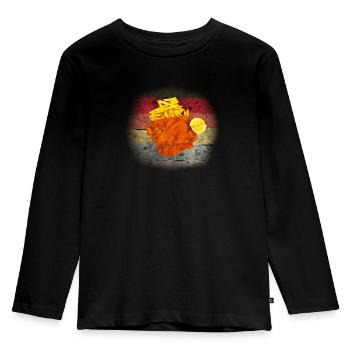 Schnitzel Pommes - Wiener Schnitzel - Kinder Premium Bio Langarmshirt - Schwarz - Vorne - AI Model Kid Male (0cm)