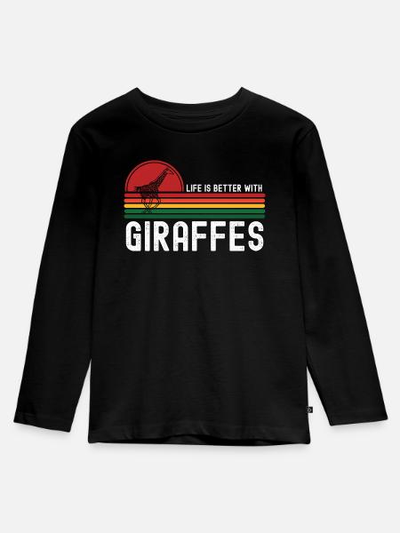 Giraffe - Kinder Premium Bio Langarmshirt - Schwarz