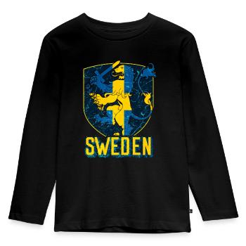 Drapeau de la Suède - T-shirt manches longues Premium Enfant - noir - Devant - AI Model Kid Male (0cm)