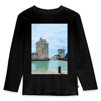 Design von la rochelle - Kinder Premium Bio Langarmshirt - Schwarz - Vorne - AI Model Kid Male (0cm)