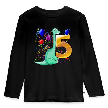 Anniversaire de Dino 5 ans - T-shirt manches longues Premium Enfant - noir - Devant - AI Model Kid Male (0cm)