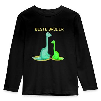 Dino beste Brüder - Kinder Premium Bio Langarmshirt - Schwarz - Vorne - AI Model Kid Male (0cm)