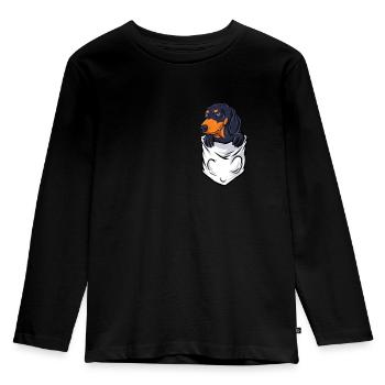 Dachshund Dachshund in the pocket - Kids' Premium Longsleeve Shirt - black - Front - AI Model Kid Male (0cm)