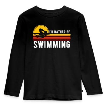 Natation - T-shirt manches longues Premium Enfant - noir - Devant - AI Model Kid Male (0cm)