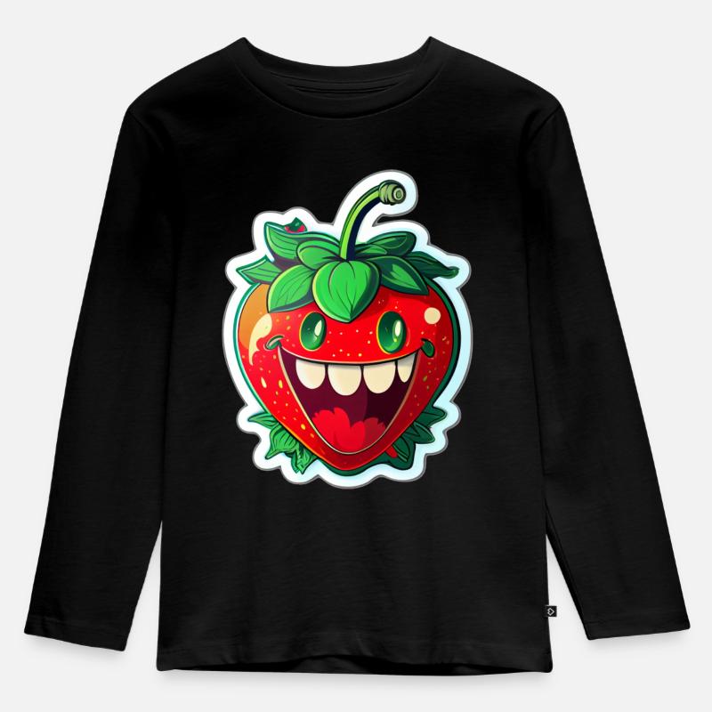 Strawberry - Kinder Premium Bio Langarmshirt - Schwarz