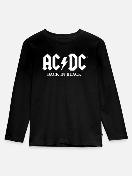 AC/DC Back In Black Album Logo Blanc - T-shirt manches longues Premium Enfant - noir