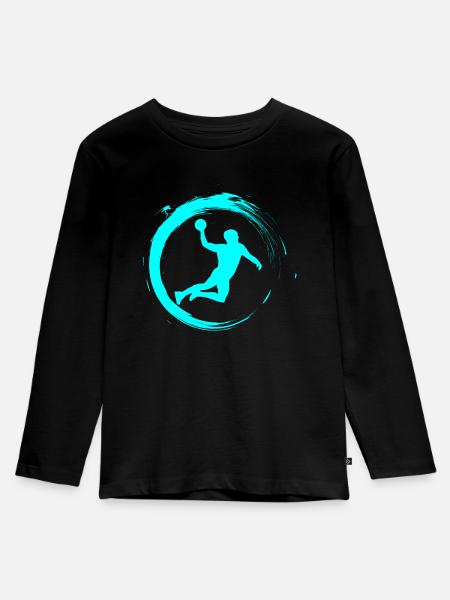 Handballer - Kinder Premium Bio Langarmshirt - Schwarz