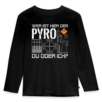 Wer ist hier der Pyro - Kinder Premium Bio Langarmshirt - Schwarz - Vorne - AI Model Kid Male (0cm)