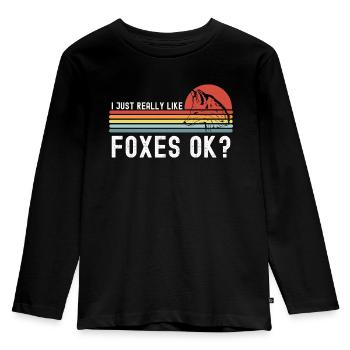 Fuchs - Kinder Premium Bio Langarmshirt - Schwarz - Vorne - AI Model Kid Male (0cm)