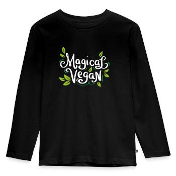 Magical Vegan Veganer Veganerin Ernährung Nahrung - Kinder Premium Bio Langarmshirt - Schwarz - Vorne - AI Model Kid Male (0cm)